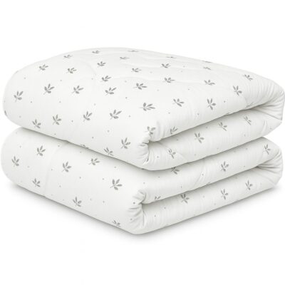 Kołdra 140x200 antyalergiczna całoroczna szare listki