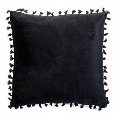 Poszewka dekoracyjna 40x40 frędzle czarna