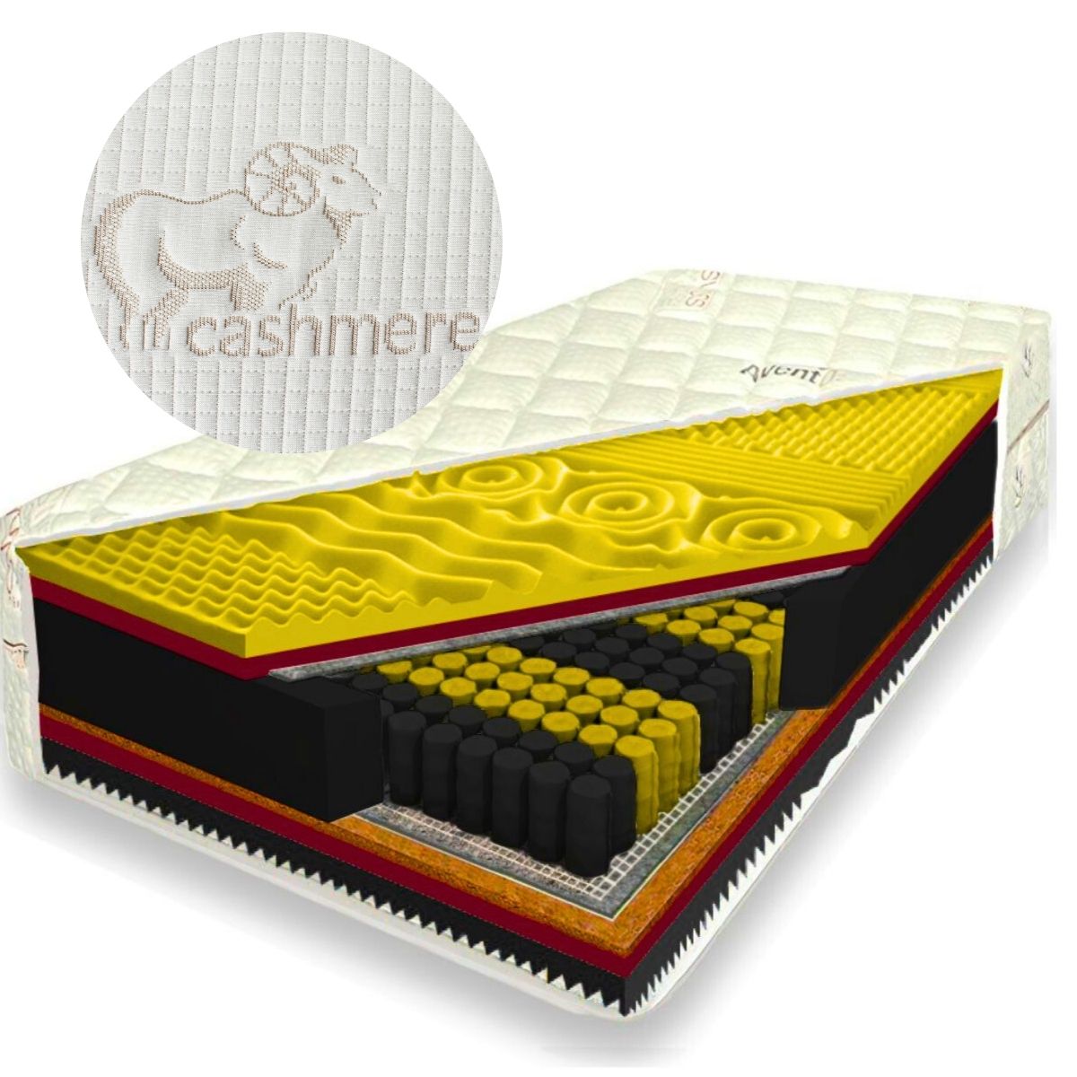 Materac 90x200 Masujący Cashmere GOLD 2xKokos