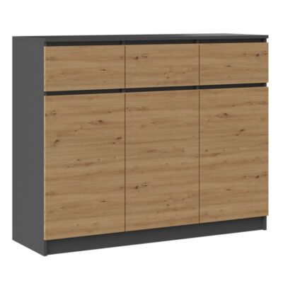 Komoda Homeli 3D3S antracyt-dąb-artisan