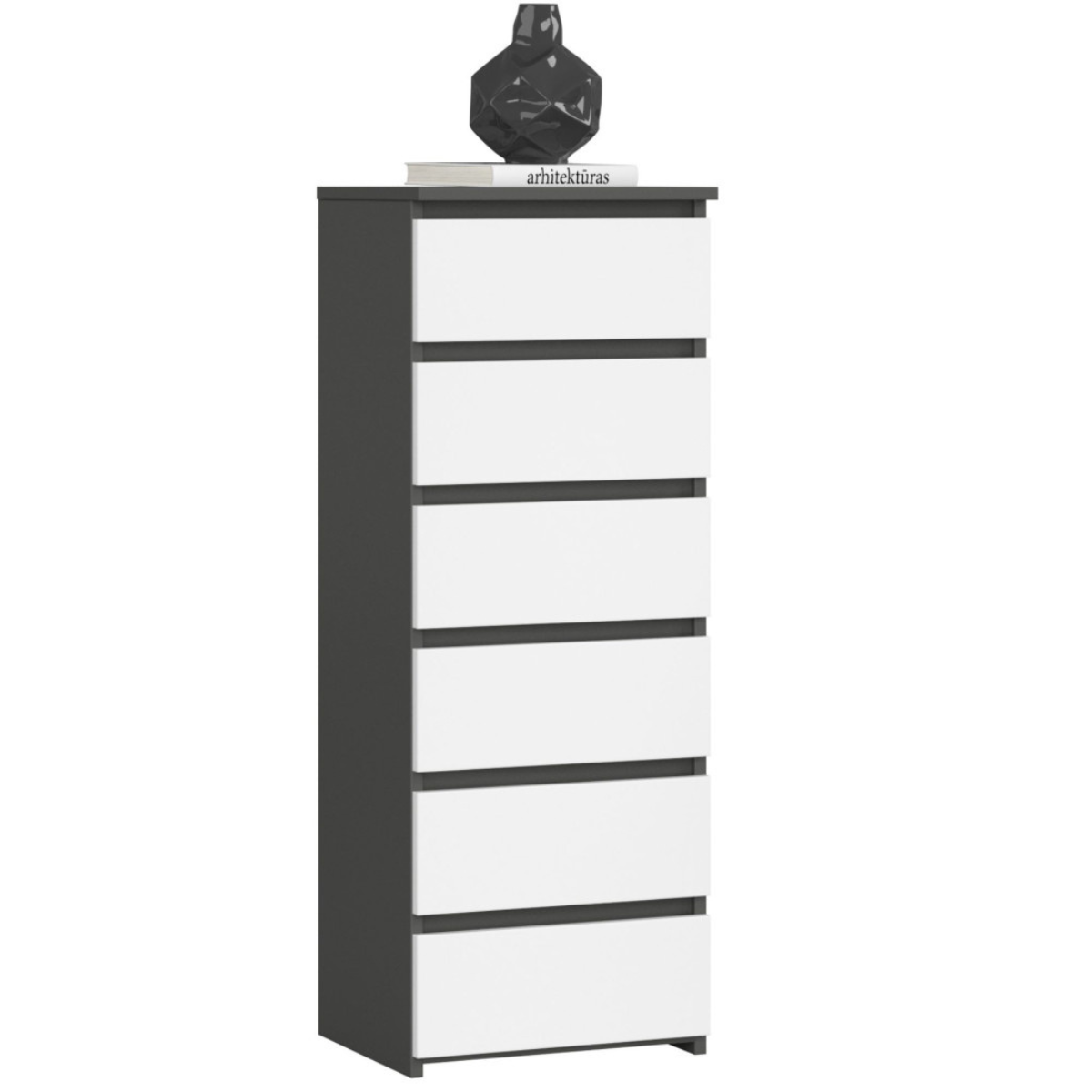 Komoda CL6 40 cm 6 szuflad - grafit szary - biała