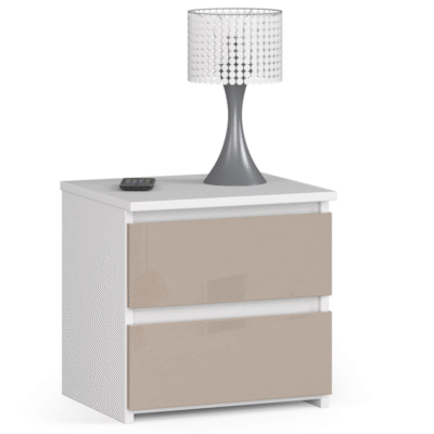 Szafka nocna CL2 40 cm 2 szuflady - biała-cappuccino połysk