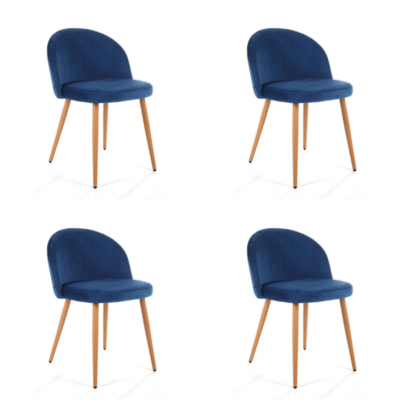 4 x Welurowe krzesło tapicerowane SJ.075 Granatowe