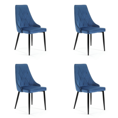 4x Welurowe krzesło tapicerowane pikowane SJ.054 Granatowe