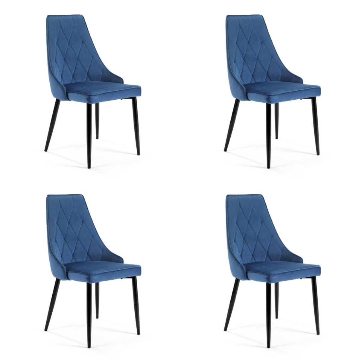 4x Welurowe krzesło tapicerowane pikowane SJ.054 Granatowe