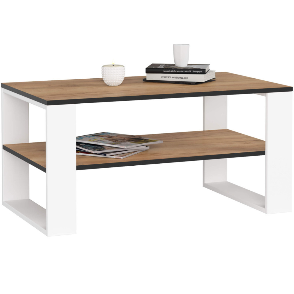 Ława kawowa ALEX 92 cm - dąb craft białe nogi